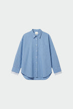 Chemise Oversize Rayée En Popeline - Bleu