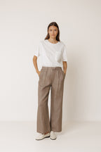 Pleated Linen Trousers - Tobacco