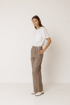 Pleated Linen Trousers - Tobacco