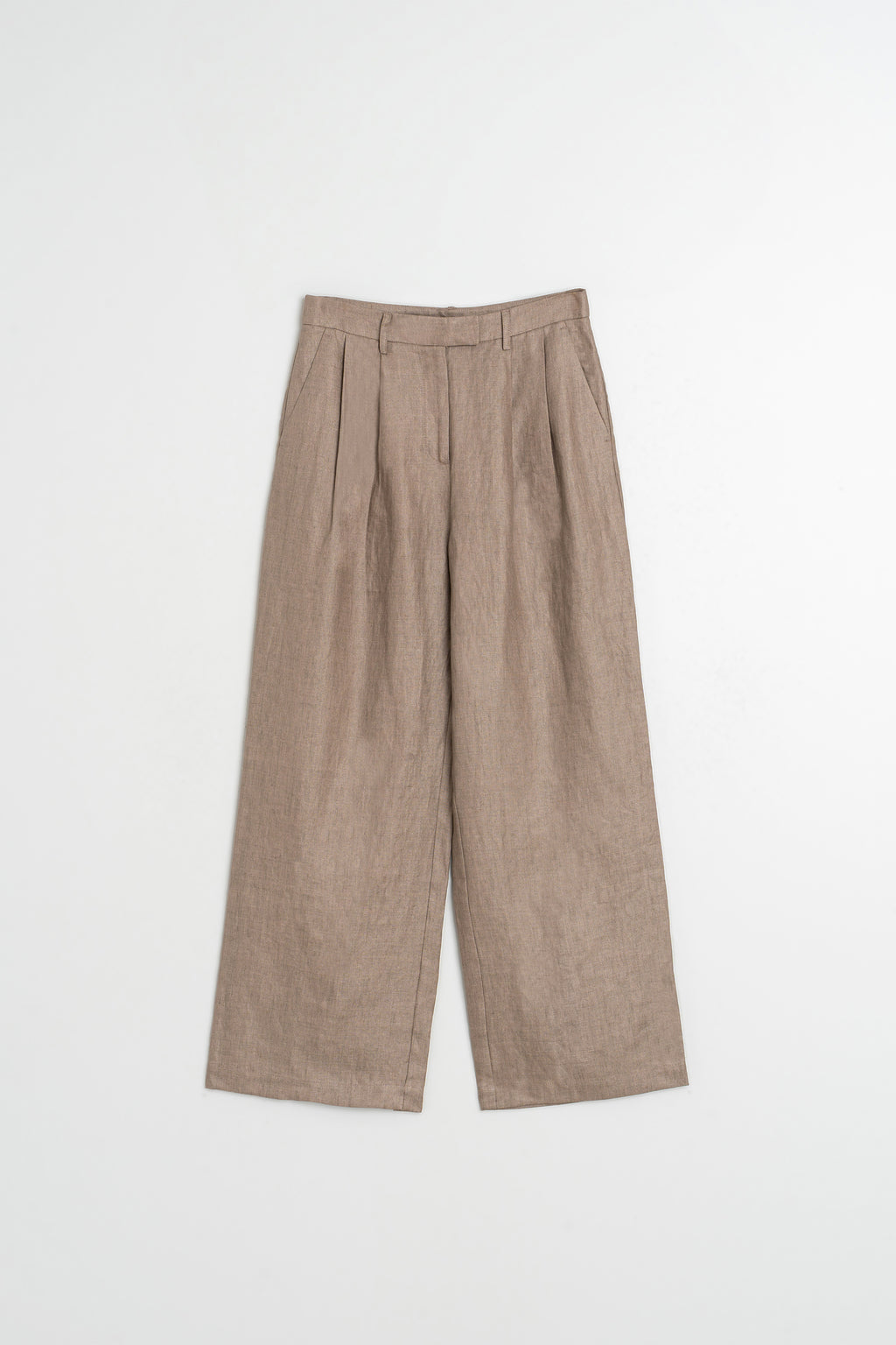 Pleated Linen Trousers - Tobacco