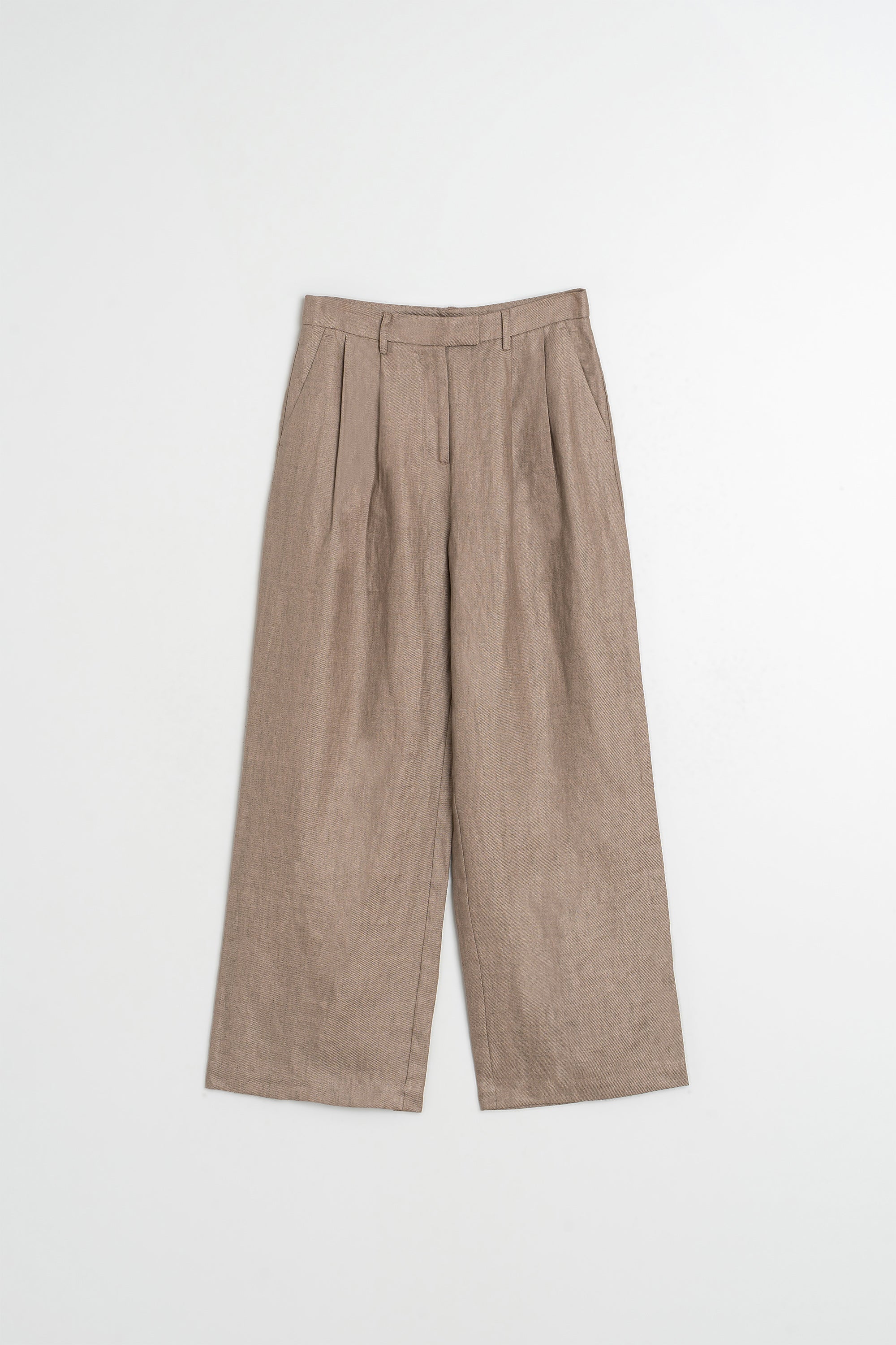 Pleated Linen Trousers - Tobacco