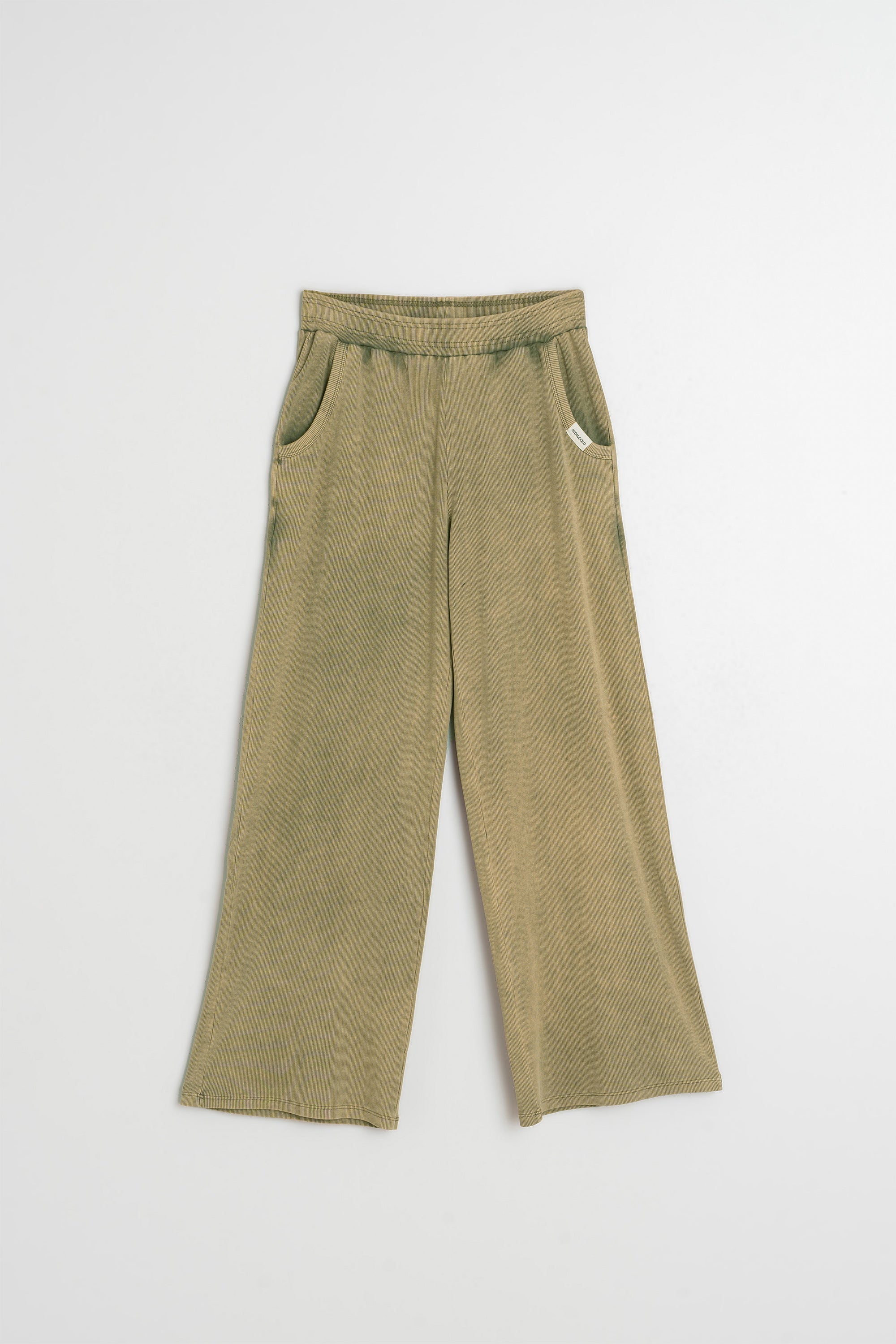 Pantalón Ancho De Canalé - Caqui
