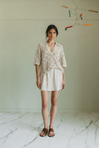 Polo En Maille Ajourée - Beige