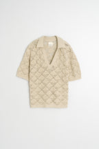 Polo En Maille Ajourée - Beige