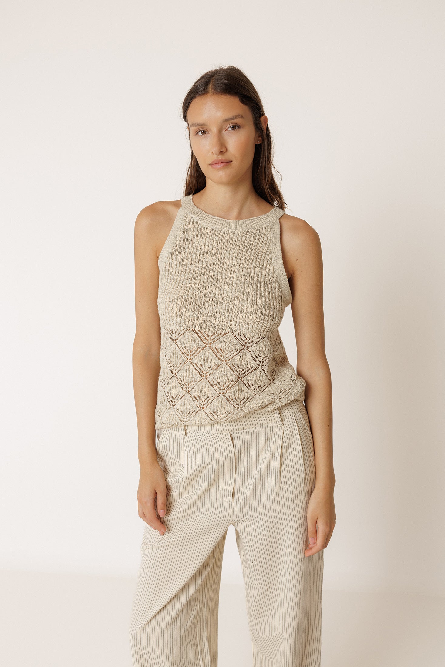 Top de punto calado - Beige