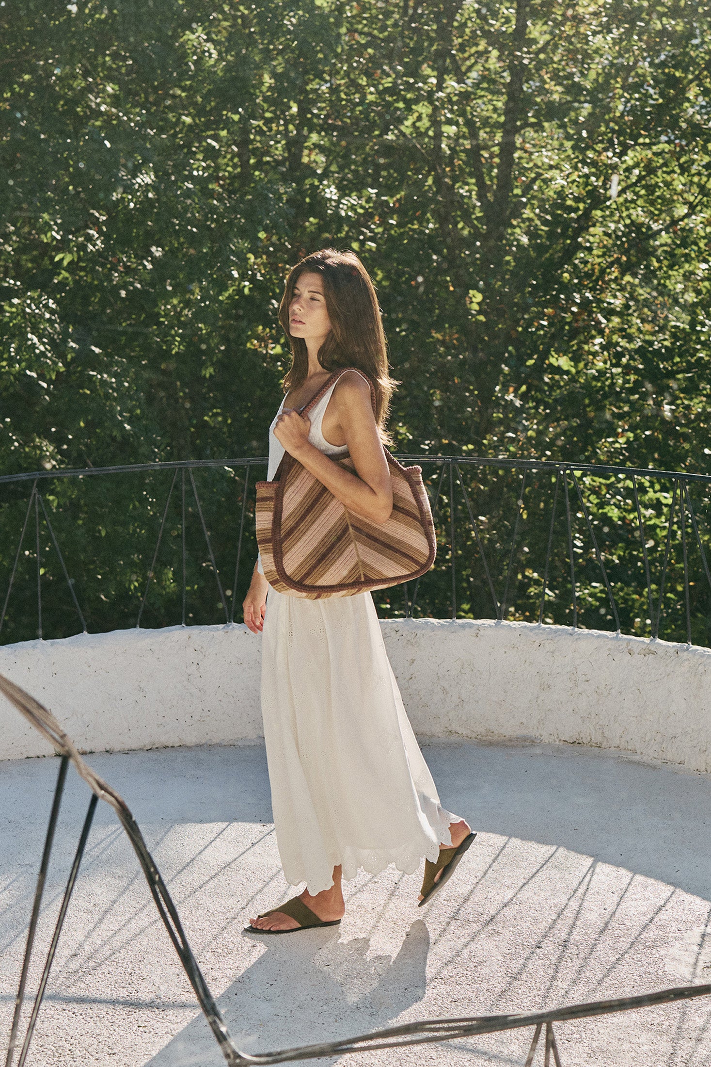 Sac Cabas À Chevrons - Chocolat