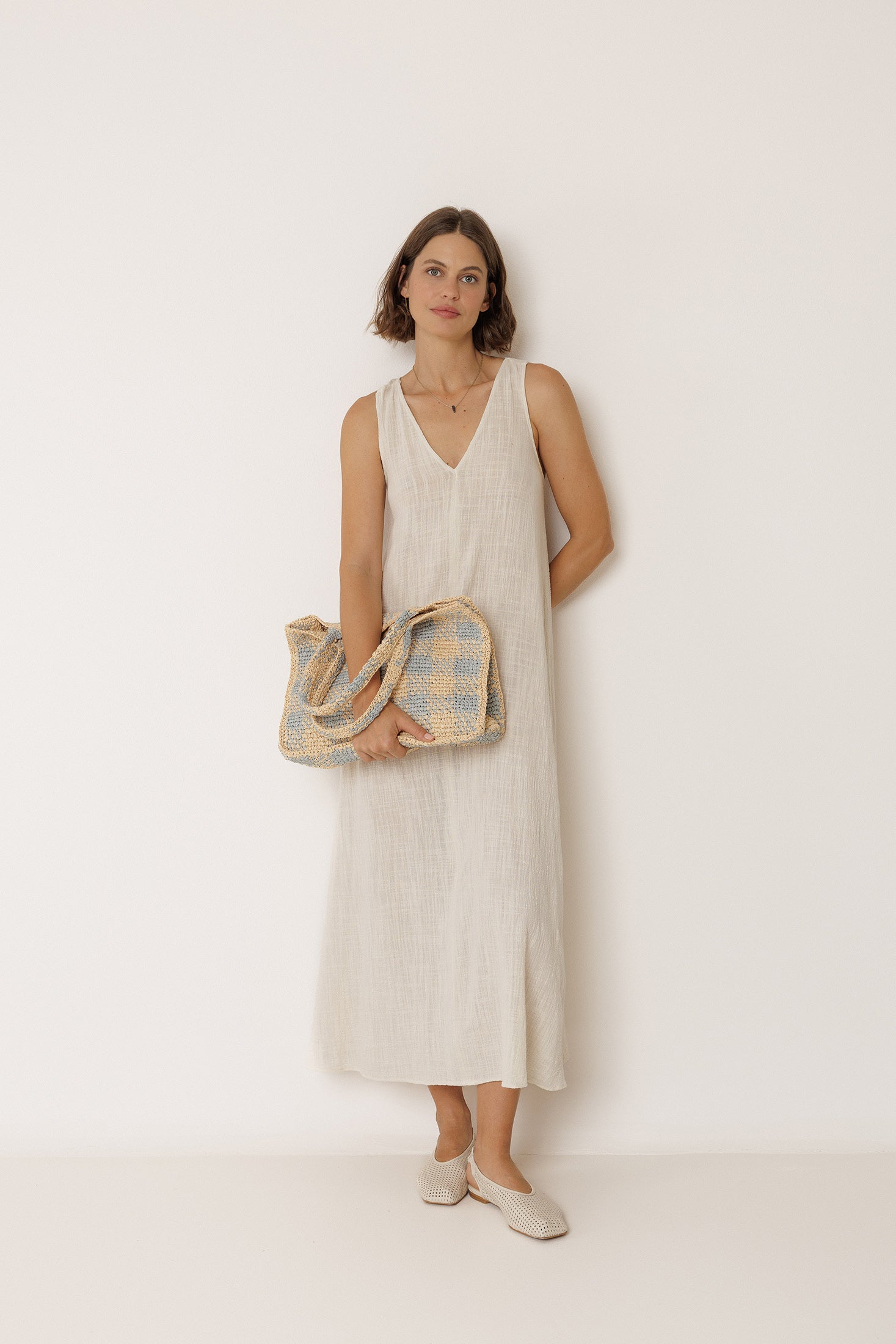 Bolso Shopper De Rafia - Jazmín