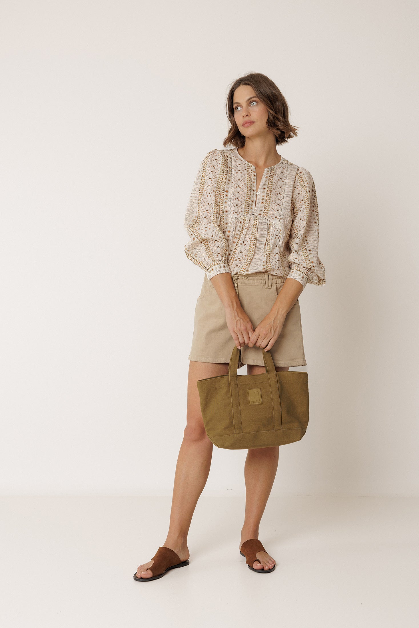 Bolso tote de algodón - Caqui