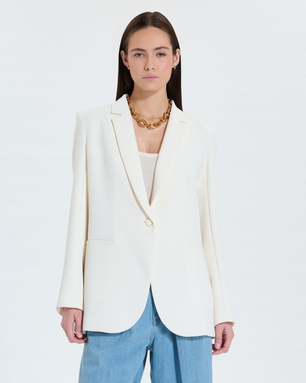 Ecru crepe suit jacket_1