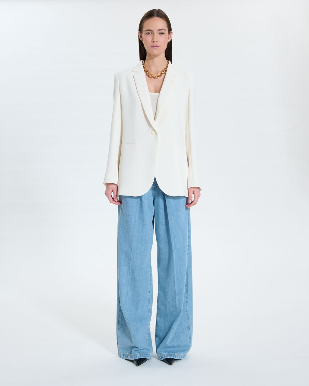 Ecru crepe suit jacket_4