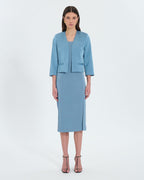 Veste courte satinée bleue_4