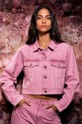 Giacca in Jeans - Strass Rosa