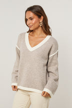 Pull - Taupe/Blanc