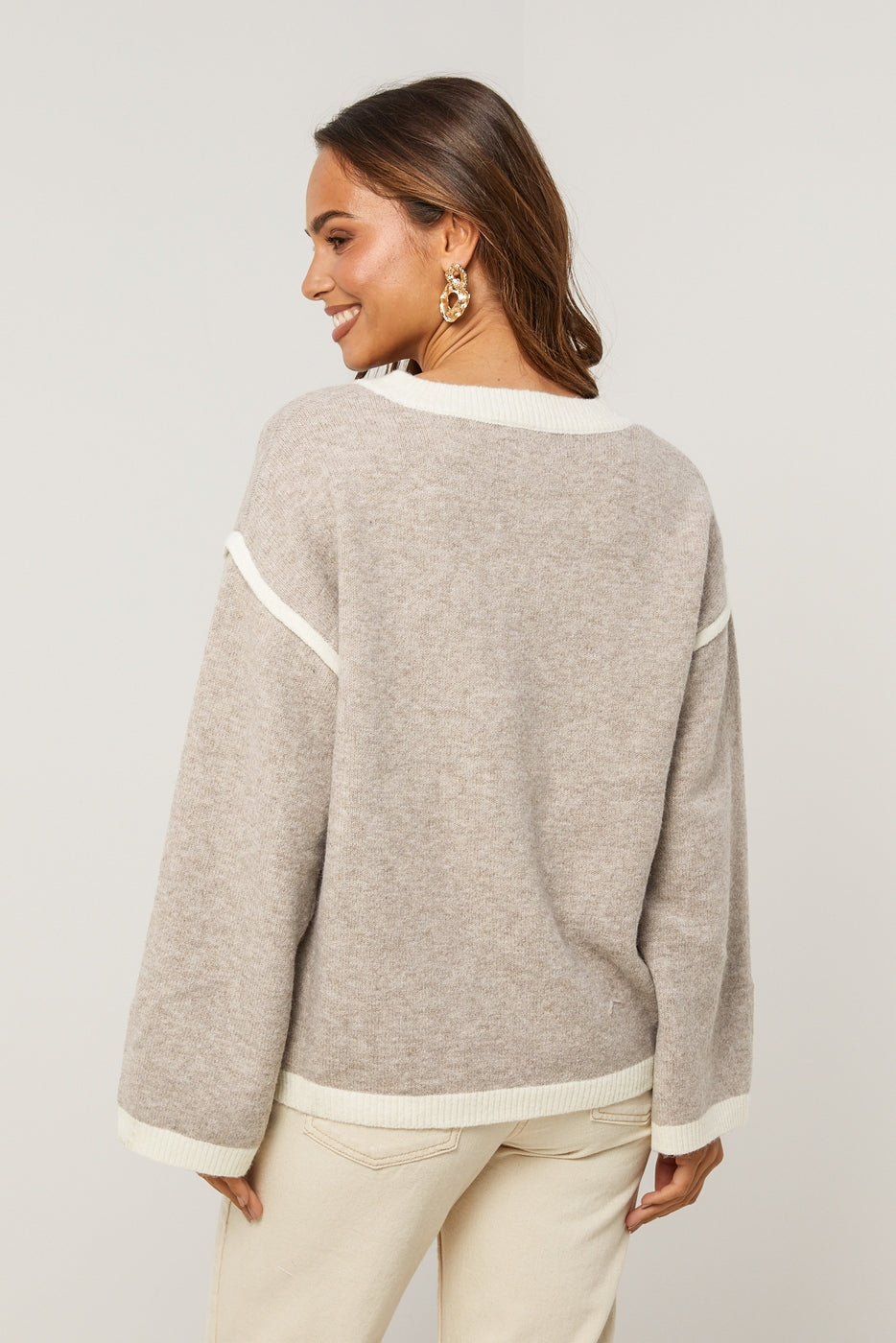 Pull - Taupe/Blanc