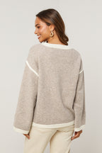 Pull - Taupe/Blanc