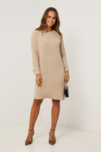 Vestido tipo jersey - Beige