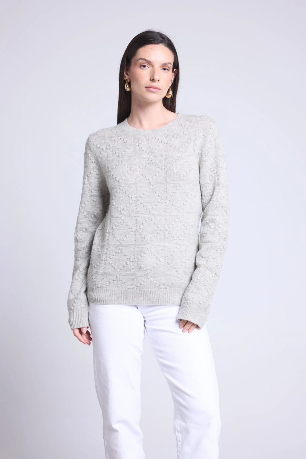 Maglione girocollo Bubble in cashmere Waldorf - Grigio chiaro - Donna - Cashmere e lana