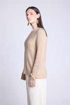 Pull Col Rond Bubble Cachemire Waldorf - Beige Creme - Femme - Cachemire Et Laine