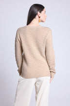 Pull Col Rond Bubble Cachemire Waldorf - Beige Creme - Femme - Cachemire Et Laine