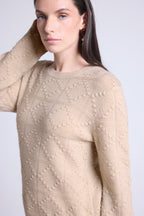 Pull Col Rond Bubble Cachemire Waldorf - Beige Creme - Femme - Cachemire Et Laine