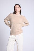 Pull Col Rond Bubble Cachemire Waldorf - Beige Creme - Femme - Cachemire Et Laine