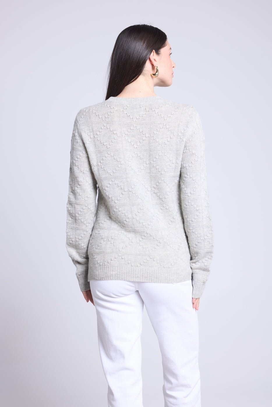 Maglione girocollo Bubble in cashmere Waldorf - Grigio chiaro - Donna - Cashmere e lana