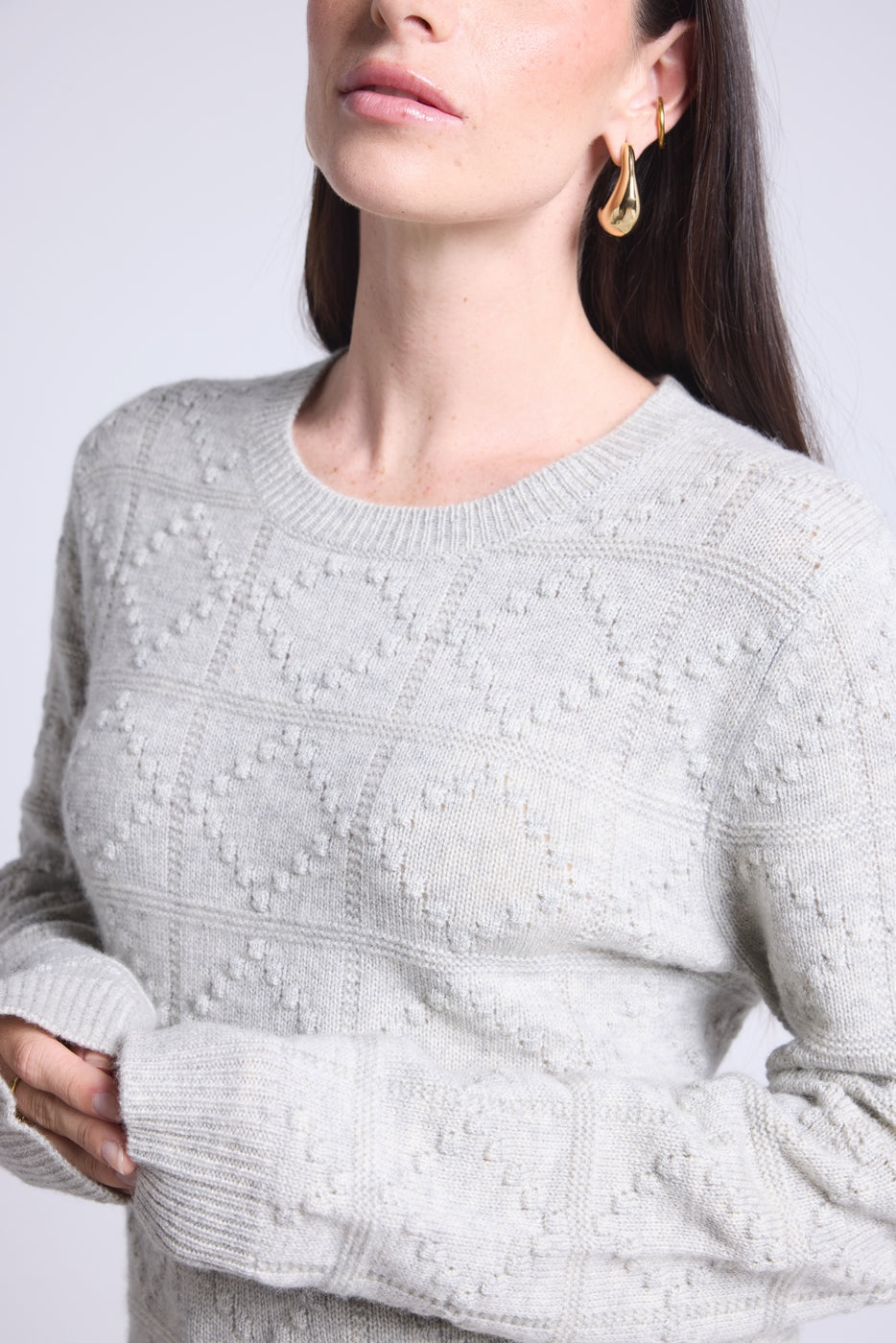 Maglione girocollo Bubble in cashmere Waldorf - Grigio chiaro - Donna - Cashmere e lana