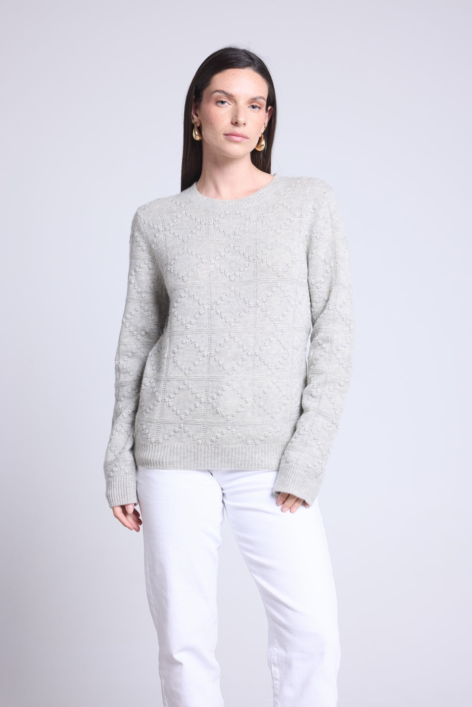 Maglione girocollo Bubble in cashmere Waldorf - Grigio chiaro - Donna - Cashmere e lana