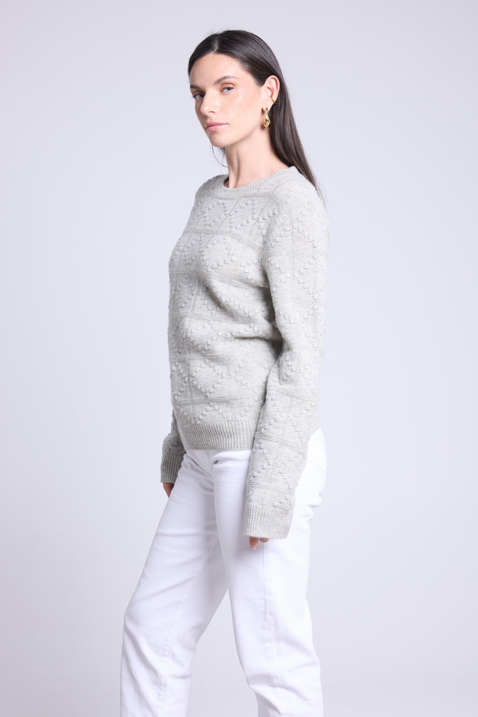 Maglione girocollo Bubble in cashmere Waldorf - Grigio chiaro - Donna - Cashmere e lana