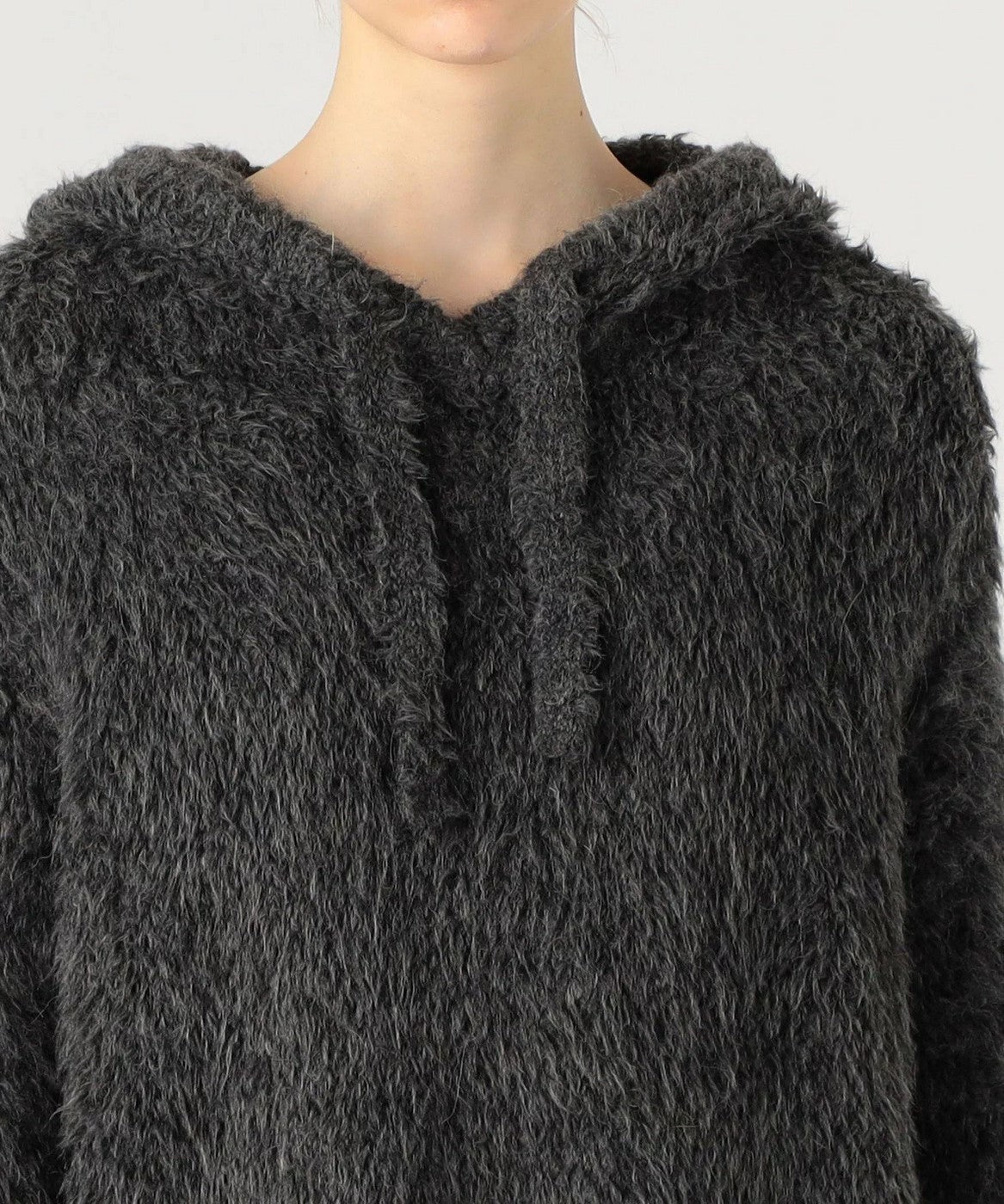 James Perse - Jersey con capucha de lana sherpa - Antracita - Mujer
