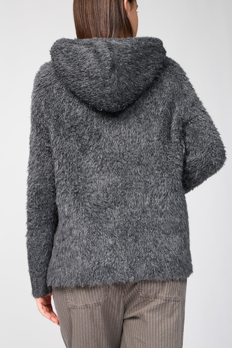 James Perse - Jersey con capucha de lana sherpa - Antracita - Mujer