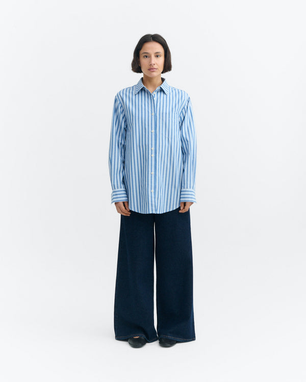 Camisa oversize Odelia sostenible azul rayas - 5
