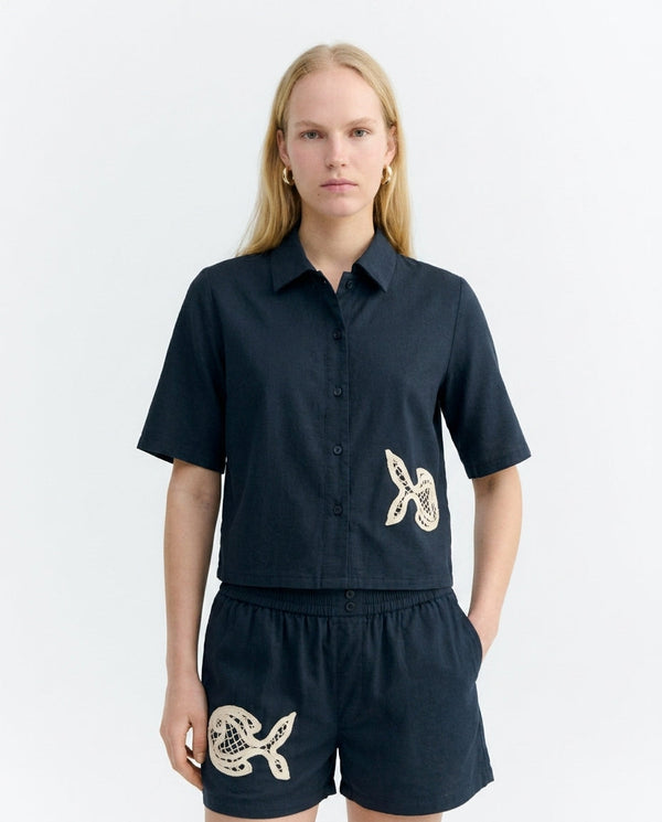 Blusa patchwork bordado a mano pez Ane - sostenible - 1.1