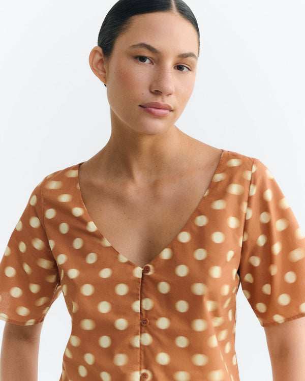 Braune gepunktete Bluse Leia nachhaltig - 3