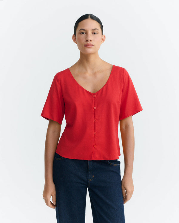 Blusa roja cáñamo Leia sostenible - 2