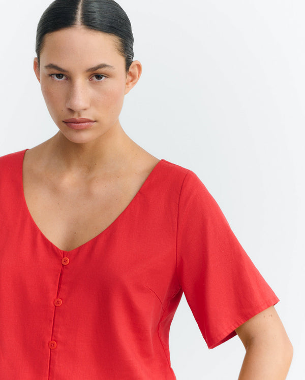 Rote nachhaltige Hanfbluse Leia - 3