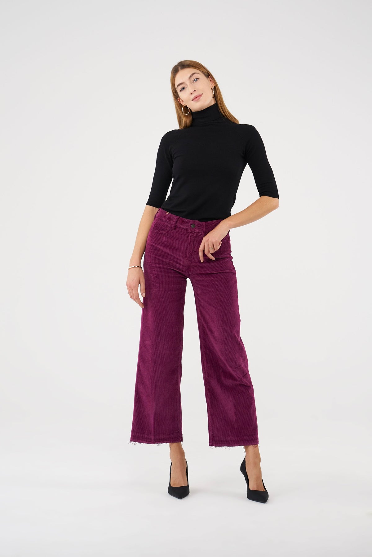 Szerokie Krótkie Spodnie Silene Jumbo Corduroy - Fioletowe - Damskie