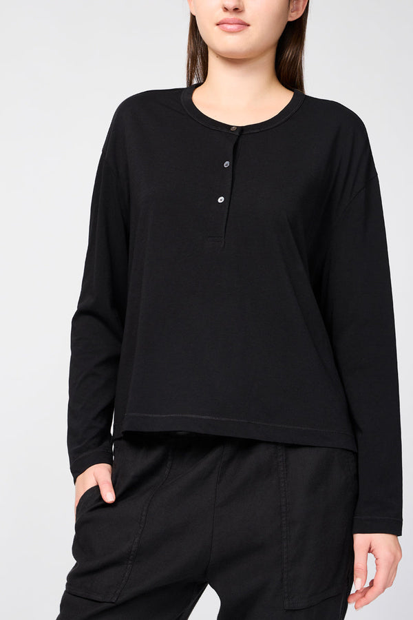 Henley Clean Finish Jersey - Black - Women's