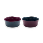 Set of 2 Glass Bowls - Bordeaux/Navy
