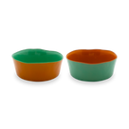 Set of 2 Glass Bowls - Green/Orange