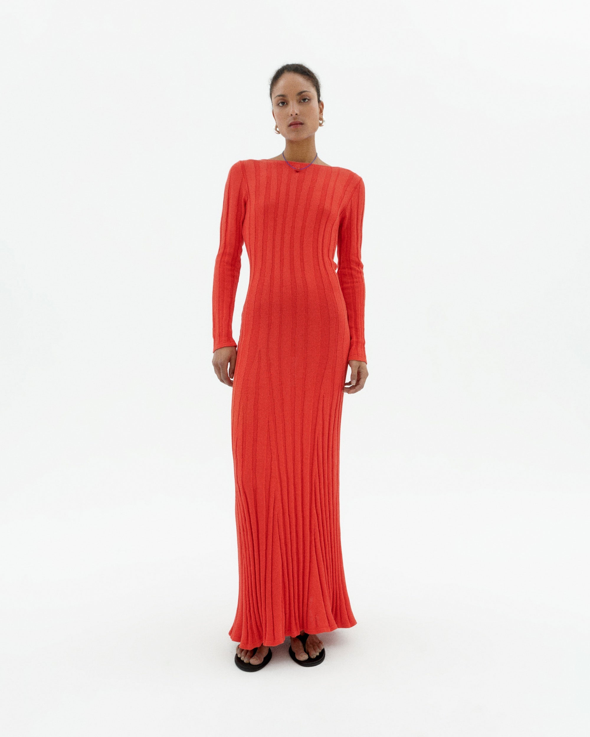 Vestido punto rojo Riko sostenible-1