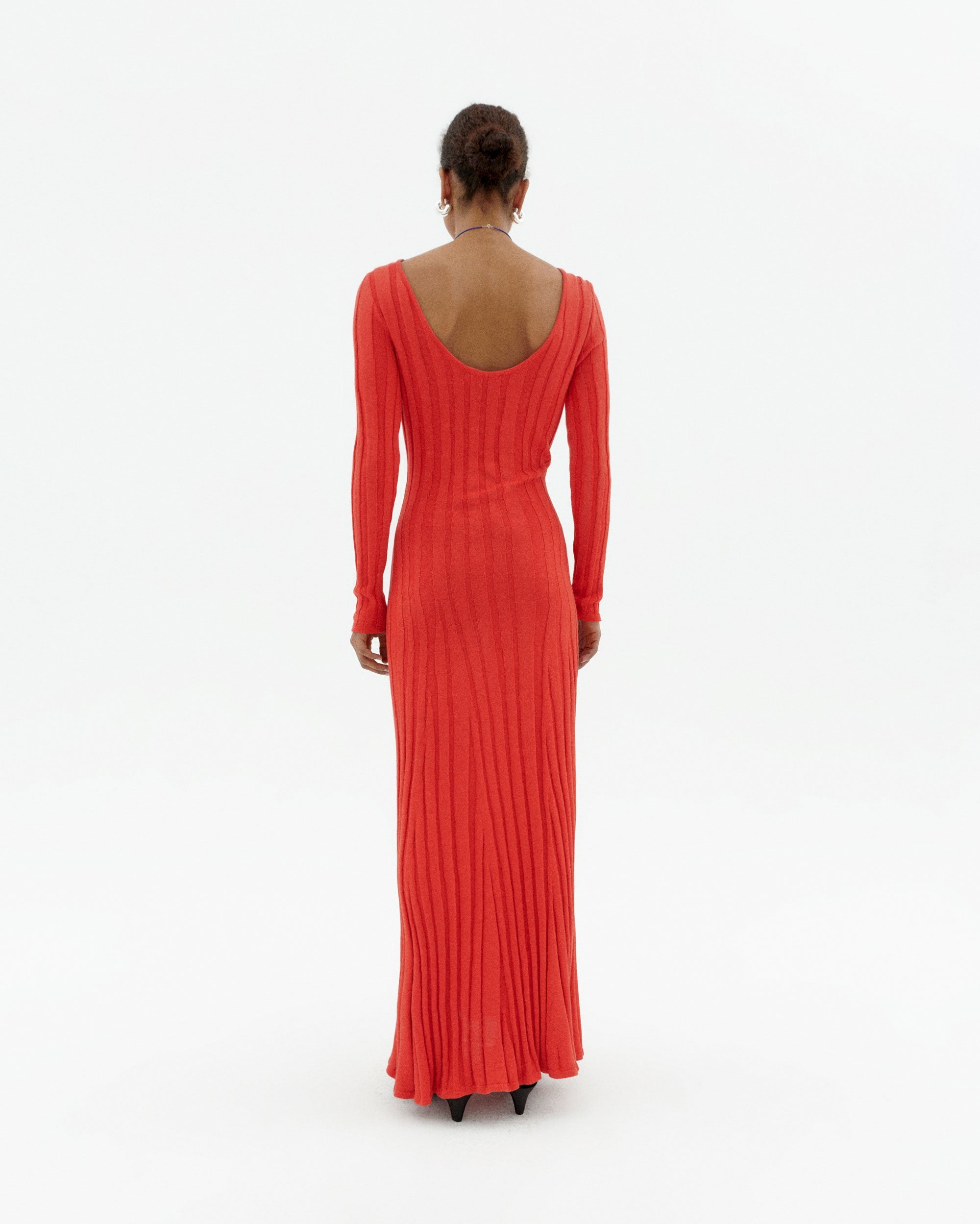 Vestido punto rojo Riko sostenible-2