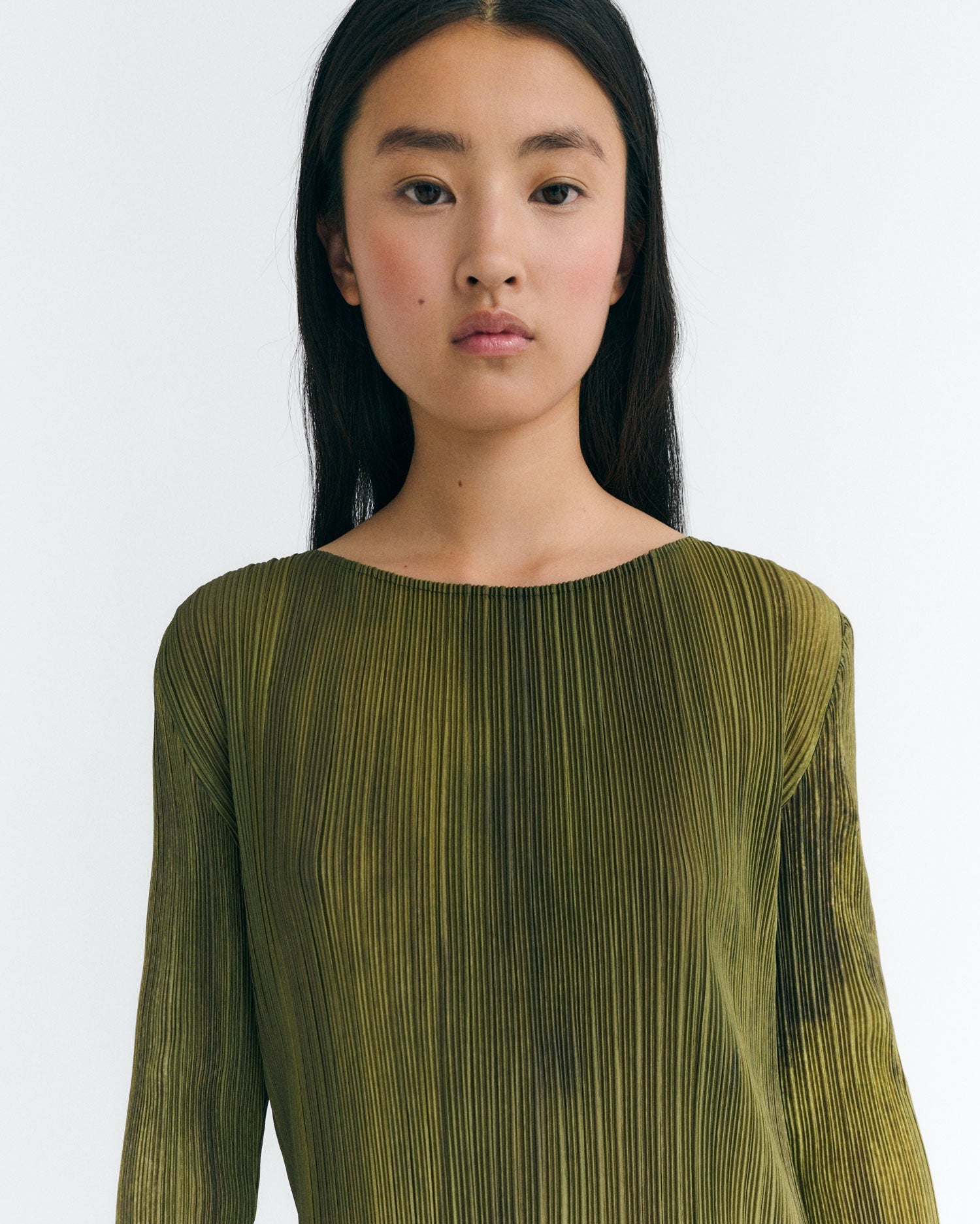 Vestido midi pleated green Myrtle sostenible - 3