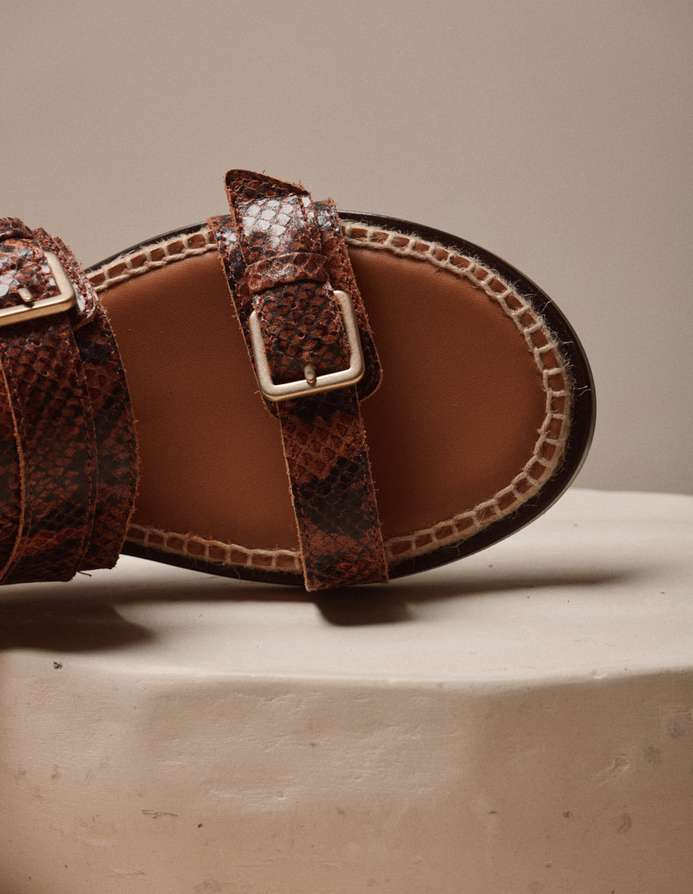 Espadrilles Lozi - Cuir Python Marron - Femme