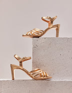 Sandalias Tacón Lise - Piel Dorada