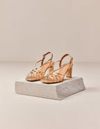 Sandalias Tacón Carla - Piel Dorada
