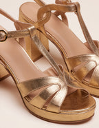 Sandales À Talons Blandine - Cuir Doré - Femme