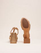 Sandales À Talons Blandine - Cuir Doré - Femme