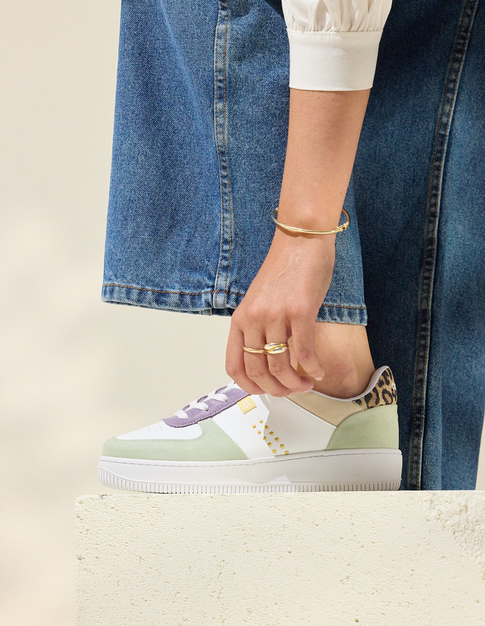 Maxence F Low-Top Sneakers - Green White Lilac - Women's