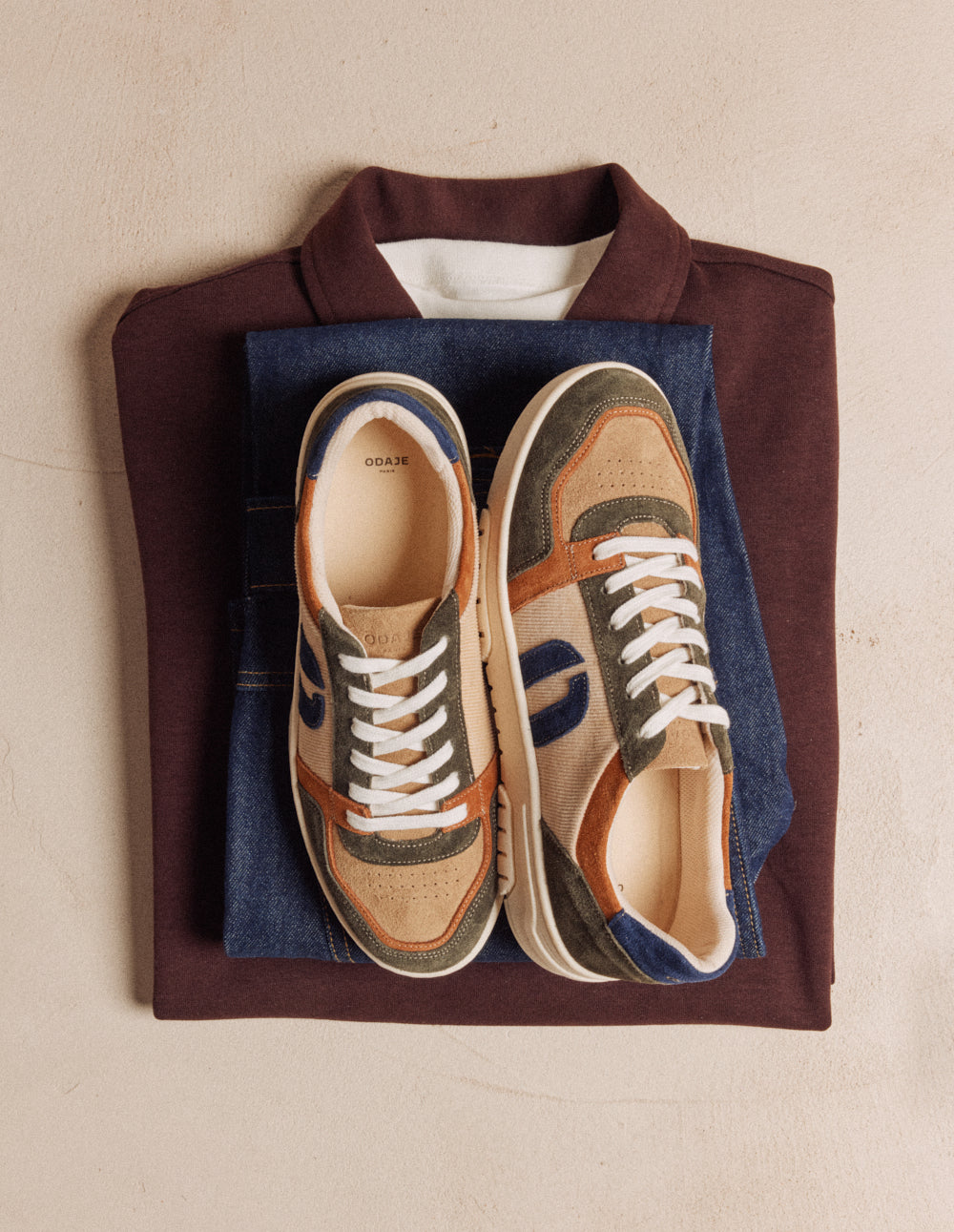 Nino Low Top Sneakers - Green Brown Beige
